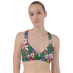 Vintage Tropical Flowers Sweetheart Sports Bra by GardenOfOphir