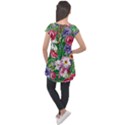 Vintage Tropical Flowers Cap Sleeve High Low Top View2