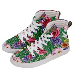 Vintage Tropical Flowers Women s Hi-top Skate Sneakers by GardenOfOphir