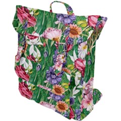 Vintage Tropical Flowers Buckle Up Backpack by GardenOfOphir