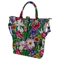 Vintage Tropical Flowers Buckle Top Tote Bag by GardenOfOphir