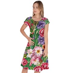 Vintage Tropical Flowers Classic Short Sleeve Dress by GardenOfOphir