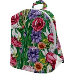 Vintage Tropical Flowers Zip Up Backpack by GardenOfOphir