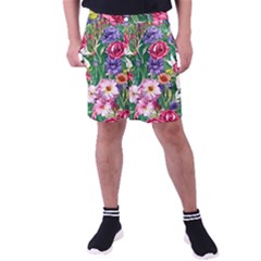 Vintage Tropical Flowers Men s Pocket Shorts by GardenOfOphir