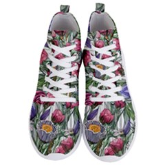 Watercolor Tropical Flowers Men s Lightweight High Top Sneakers by GardenOfOphir