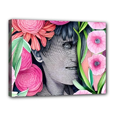 Aesthetics Tropical Flowers Canvas 16  X 12  (stretched) by GardenOfOphir