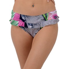 Aesthetics Tropical Flowers Frill Bikini Bottoms by GardenOfOphir