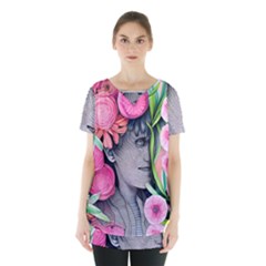 Aesthetics Tropical Flowers Skirt Hem Sports Top by GardenOfOphir