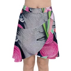 Aesthetics Tropical Flowers Chiffon Wrap Front Skirt by GardenOfOphir