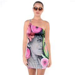 Aesthetics Tropical Flowers One Soulder Bodycon Dress by GardenOfOphir