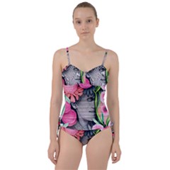 Aesthetics Tropical Flowers Sweetheart Tankini Set by GardenOfOphir