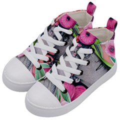 Aesthetics Tropical Flowers Kids  Mid-top Canvas Sneakers by GardenOfOphir