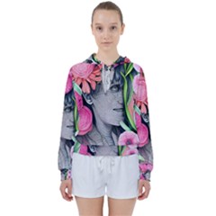 Aesthetics Tropical Flowers Women s Tie Up Sweat by GardenOfOphir