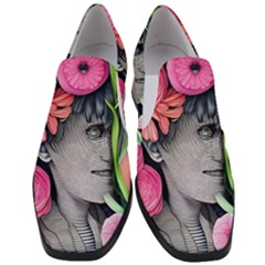 Aesthetics Tropical Flowers Women Slip On Heel Loafers by GardenOfOphir