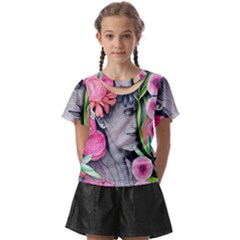 Aesthetics Tropical Flowers Kids  Front Cut Tee by GardenOfOphir