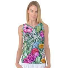 Cottagecore Tropical Flowers Women s Basketball Tank Top by GardenOfOphir