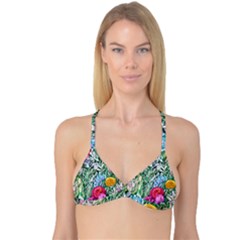 Cottagecore Tropical Flowers Reversible Tri Bikini Top by GardenOfOphir