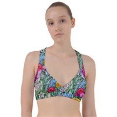 Cottagecore Tropical Flowers Sweetheart Sports Bra by GardenOfOphir