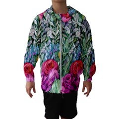 Cottagecore Tropical Flowers Kids  Hooded Windbreaker by GardenOfOphir