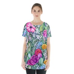 Cottagecore Tropical Flowers Skirt Hem Sports Top by GardenOfOphir