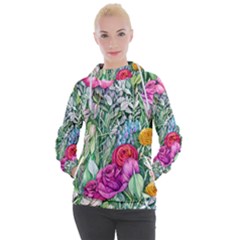 Cottagecore Tropical Flowers Women s Hooded Pullover by GardenOfOphir