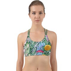 Cottagecore Tropical Flowers Back Web Sports Bra by GardenOfOphir