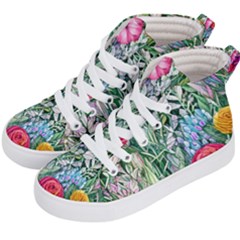 Cottagecore Tropical Flowers Kids  Hi-top Skate Sneakers by GardenOfOphir