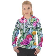 Cottagecore Tropical Flowers Women s Overhead Hoodie by GardenOfOphir