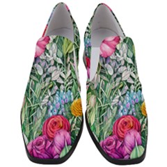 Cottagecore Tropical Flowers Women Slip On Heel Loafers by GardenOfOphir