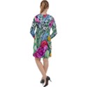 Cottagecore Tropical Flowers Long Sleeve Hoodie Dress View2