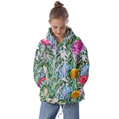 Cottagecore Tropical Flowers Kids  Oversized Hoodie by GardenOfOphir