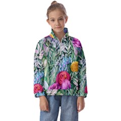 Cottagecore Tropical Flowers Kids  Half Zip Hoodie by GardenOfOphir