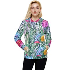 Cottagecore Tropical Flowers Women s Lightweight Drawstring Hoodie by GardenOfOphir