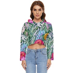 Cottagecore Tropical Flowers Women s Lightweight Cropped Hoodie by GardenOfOphir