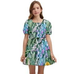 Cottagecore Tropical Flowers Kids  Short Sleeve Dolly Dress by GardenOfOphir