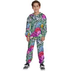 Cottagecore Tropical Flowers Kids  Sweatshirt Set by GardenOfOphir