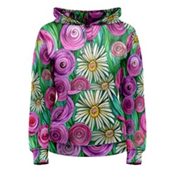 Tropical Flowers Pattern Women s Pullover Hoodie by GardenOfOphir