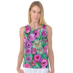 Tropical Flowers Pattern Women s Basketball Tank Top by GardenOfOphir