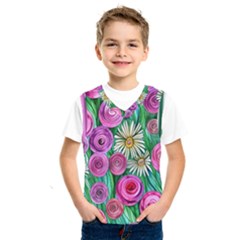 Tropical Flowers Pattern Kids  Basketball Tank Top by GardenOfOphir