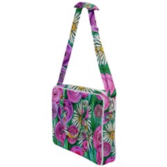 Tropical Flowers Pattern Cross Body Office Bag by GardenOfOphir