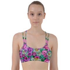 Tropical Flowers Pattern Line Them Up Sports Bra by GardenOfOphir