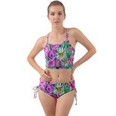 Tropical Flowers Pattern Mini Tank Bikini Set by GardenOfOphir