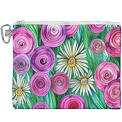 Tropical Flowers Pattern Canvas Cosmetic Bag (xxxl) by GardenOfOphir