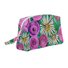 Tropical Flowers Pattern Wristlet Pouch Bag (medium) by GardenOfOphir