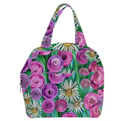 Tropical Flowers Pattern Boxy Hand Bag by GardenOfOphir