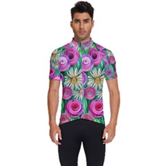 Tropical Flowers Pattern Men s Short Sleeve Cycling Jersey