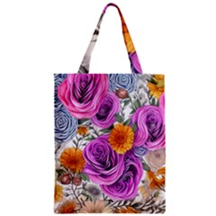 Country-chic Watercolor Flowers Zipper Classic Tote Bag by GardenOfOphir