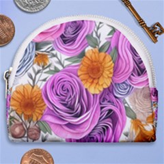 Country-chic Watercolor Flowers Horseshoe Style Canvas Pouch by GardenOfOphir