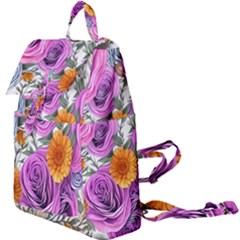 Country-chic Watercolor Flowers Buckle Everyday Backpack by GardenOfOphir