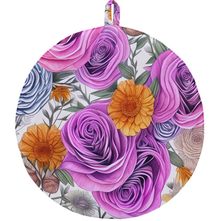 Country-chic Watercolor Flowers Round Trivet